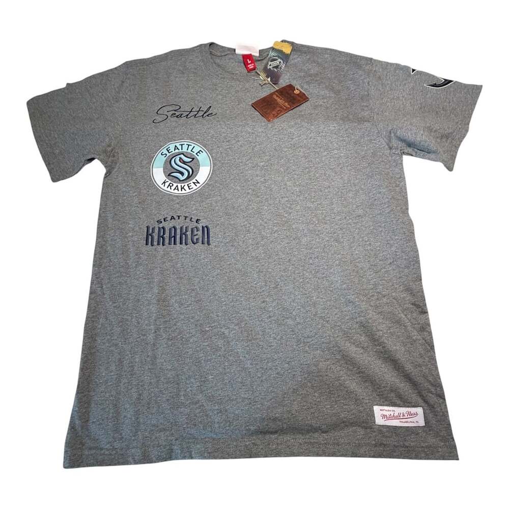 Mitchell & Ness Seattle Kraken City Collection T-Shirt Size Large Gray